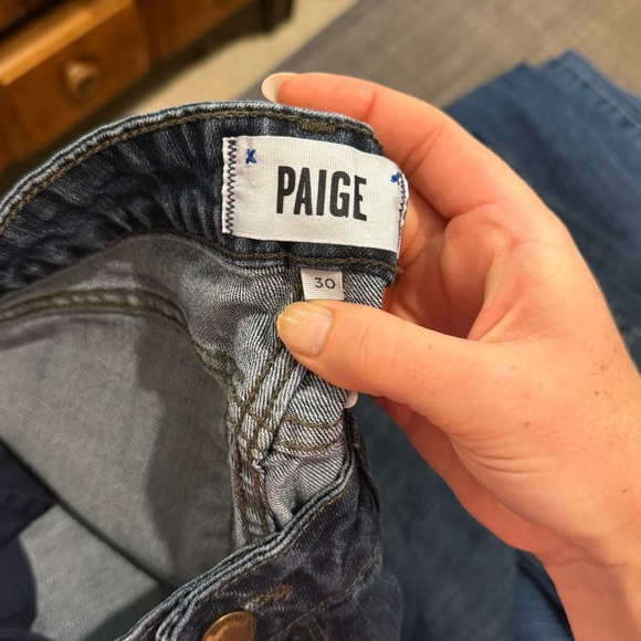 PAIGE Women's Skinny Jeans Dark Blue Wash With Ankle Slits - Picture 10 of 10